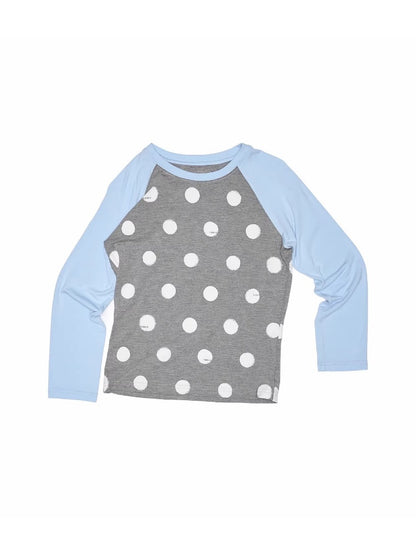 Contrast Stitching Polka Dot Print Raglan Three-Quarter Sleeve T-shirt【s0000014221】