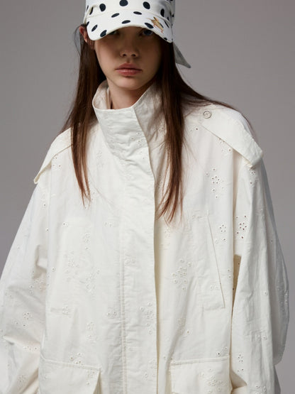 Heavy Industrial Embroidery Jacquard Multi-Pocket Stand Collar Cargo High-End Loose Jacket【s0000014224】