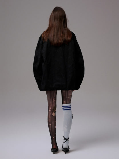 Heavy Industrial Embroidery Jacquard Multi-Pocket Stand Collar Cargo High-End Loose Jacket【s0000014224】