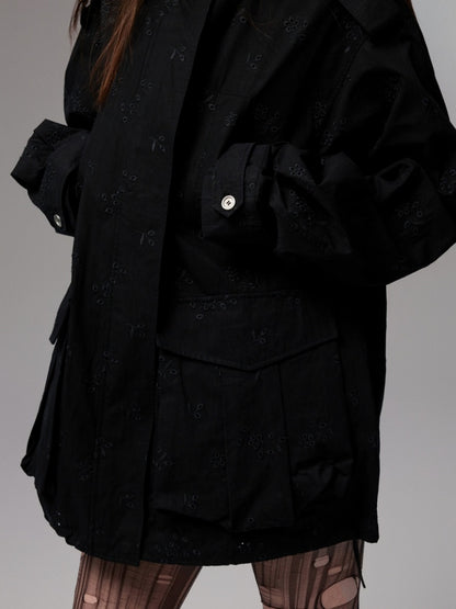 Heavy Industrial Embroidery Jacquard Multi-Pocket Stand Collar Cargo High-End Loose Jacket【s0000014224】