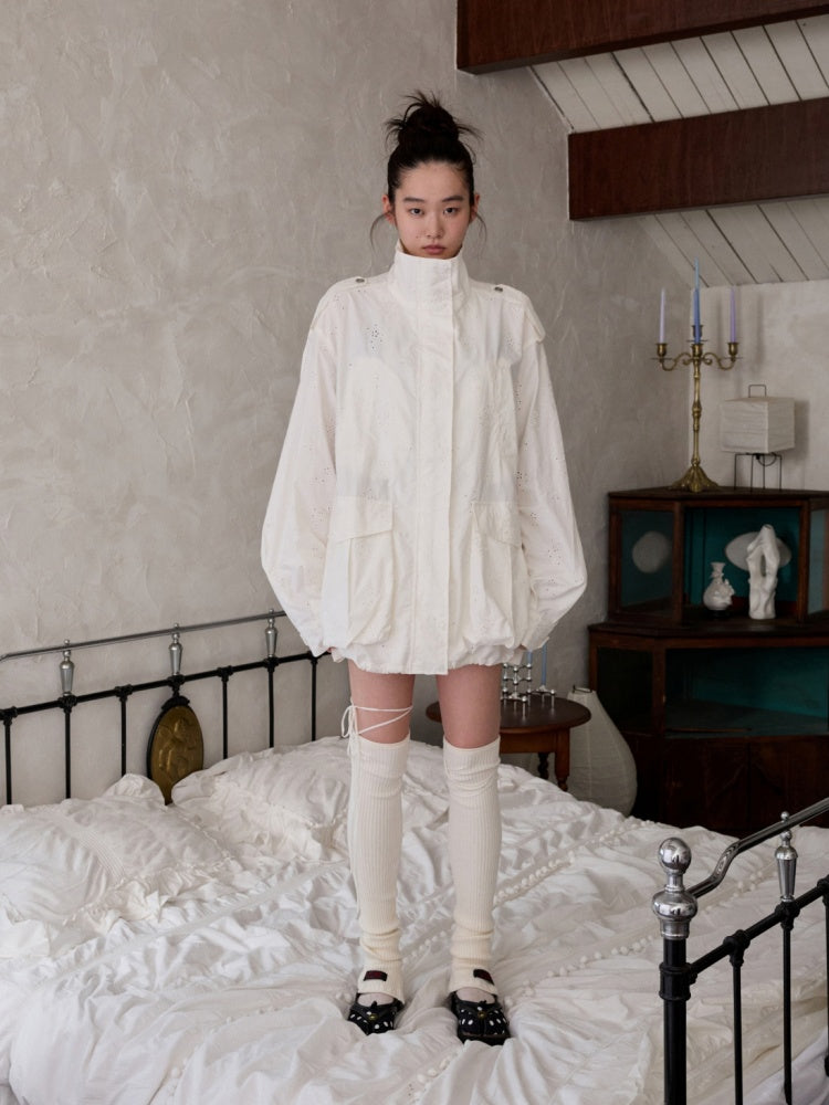 Heavy Industrial Embroidery Jacquard Multi-Pocket Stand Collar Cargo High-End Loose Jacket【s0000014224】