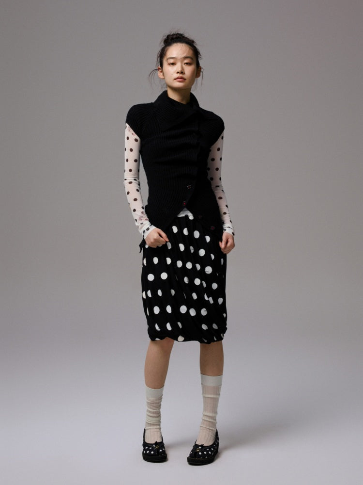Slanted Placket Irregular Pile Collar Sense Slim Waist Lazy Knit Cardigan【s0000014227】