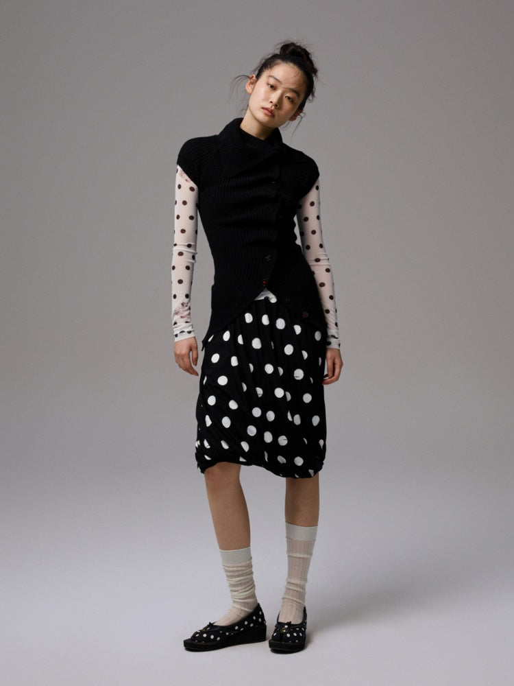 Slanted Placket Irregular Pile Collar Sense Slim Waist Lazy Knit Cardigan【s0000014227】