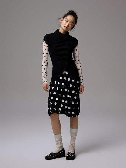Slanted Placket Irregular Pile Collar Sense Slim Waist Lazy Knit Cardigan【s0000014227】