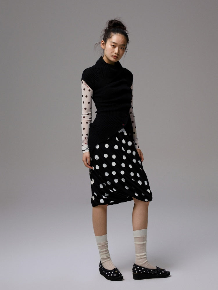 Slanted Placket Irregular Pile Collar Sense Slim Waist Lazy Knit Cardigan【s0000014227】