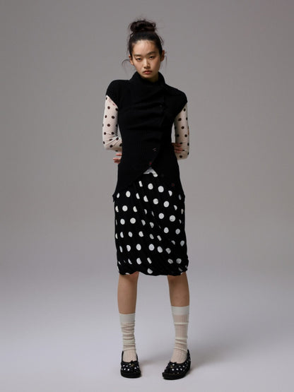 Slanted Placket Irregular Pile Collar Sense Slim Waist Lazy Knit Cardigan【s0000014227】