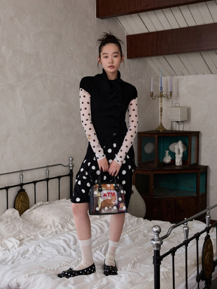 Slanted Placket Irregular Pile Collar Sense Slim Waist Lazy Knit Cardigan【s0000014227】