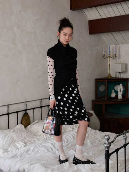 Slanted Placket Irregular Pile Collar Sense Slim Waist Lazy Knit Cardigan【s0000014227】