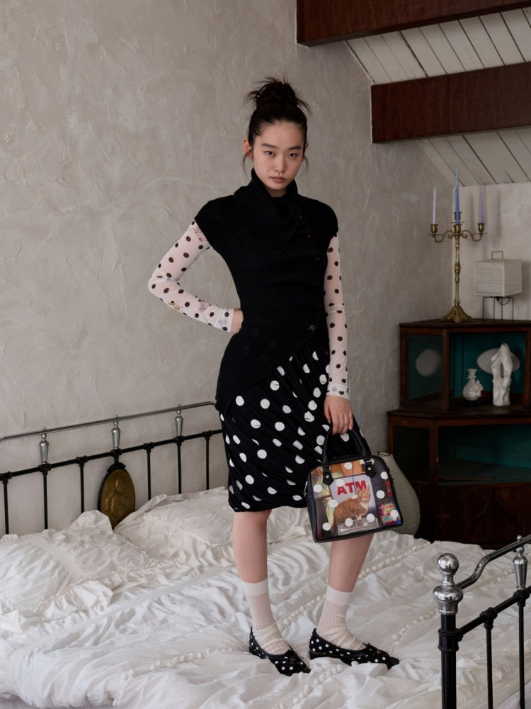 Slanted Placket Irregular Pile Collar Sense Slim Waist Lazy Knit Cardigan【s0000014227】
