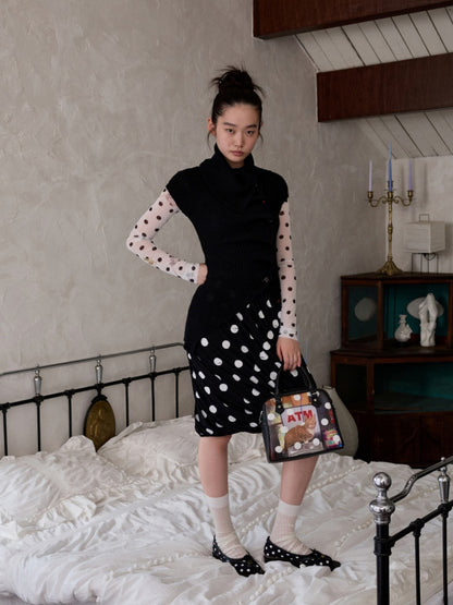 Slanted Placket Irregular Pile Collar Sense Slim Waist Lazy Knit Cardigan【s0000014227】