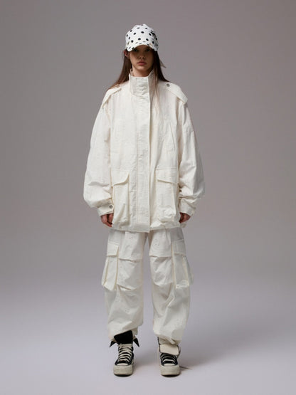 Embroidered Jacquard Multi-Pocket Luggage Three-Dimensional Shirring Design Balloon Cargo Pants【s0000014228】