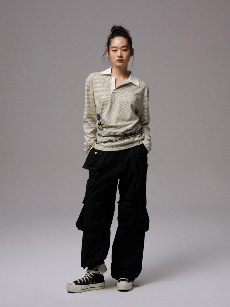 Embroidered Jacquard Multi-Pocket Luggage Three-Dimensional Shirring Design Balloon Cargo Pants【s0000014228】