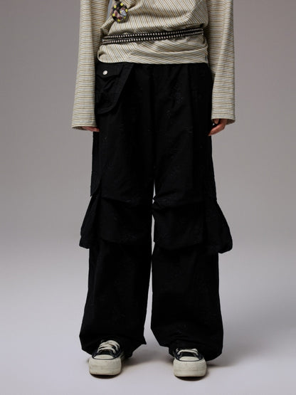Embroidered Jacquard Multi-Pocket Luggage Three-Dimensional Shirring Design Balloon Cargo Pants【s0000014228】