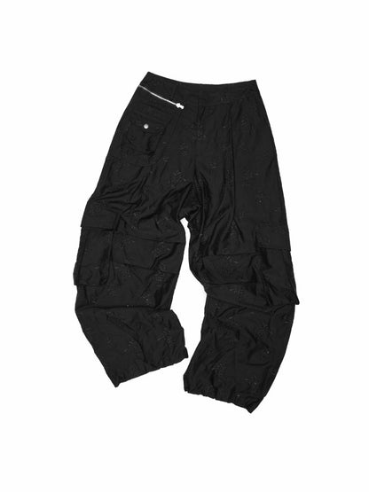 Embroidered Jacquard Multi-Pocket Luggage Three-Dimensional Shirring Design Balloon Cargo Pants【s0000014228】