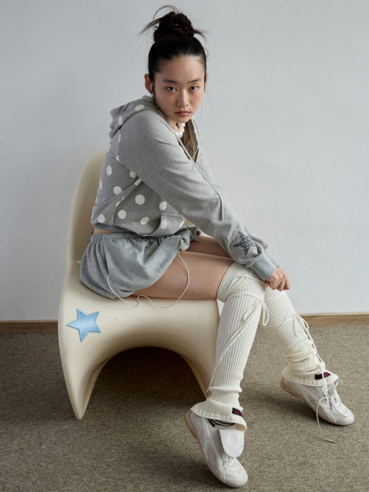Solid Color Knitted Cross-Strap Leg Sleeve Stack Socks【s0000014232】