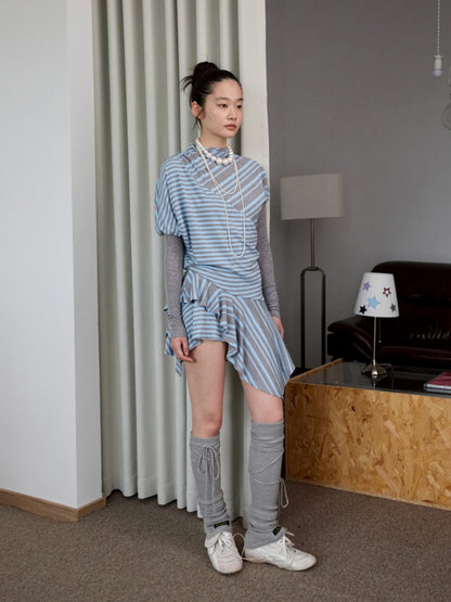 Solid Color Knitted Cross-Strap Leg Sleeve Stack Socks【s0000014232】