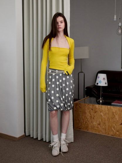 Retro Polka Dot Contrast Three-Dimensional Flower Bud Mid Skirt【s0000014233】
