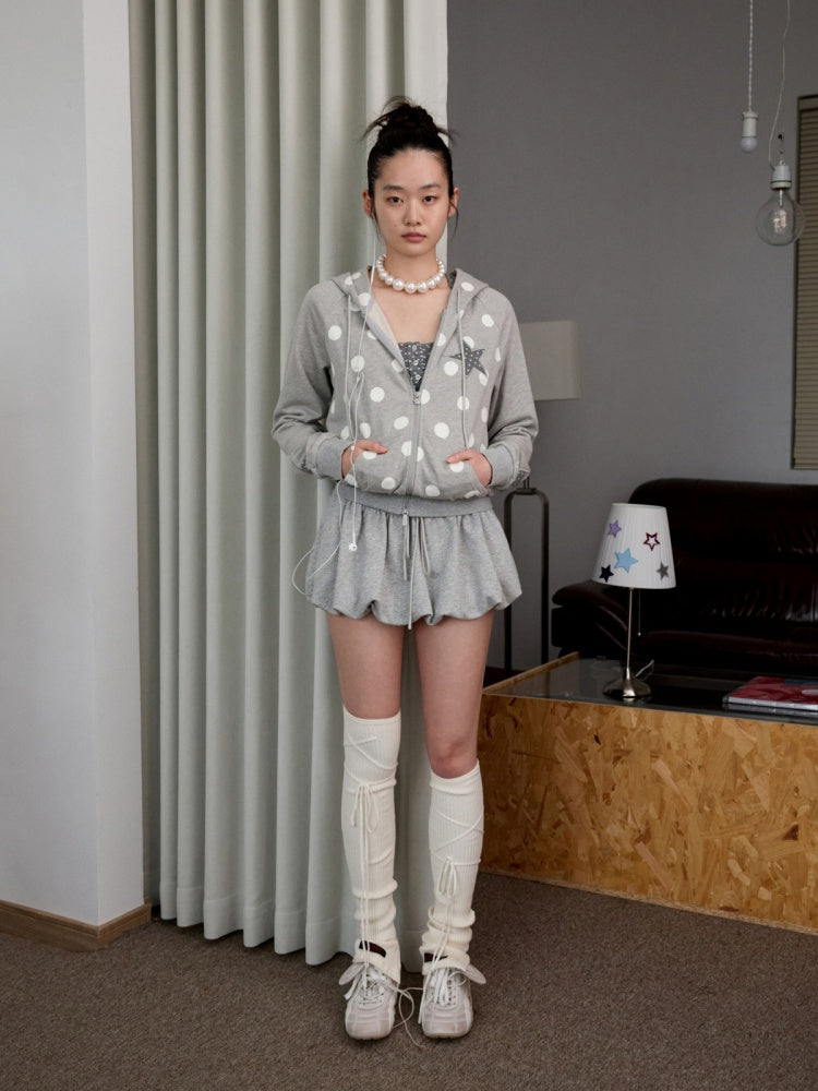 Polka Dot Patchwork Raglan Sleeve Hooded Sweatshirt【s0000014236】