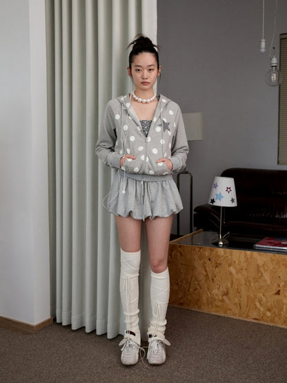 Polka Dot Patchwork Raglan Sleeve Hooded Sweatshirt【s0000014236】