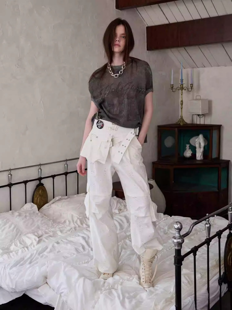 Vintage Printed Mesh Rugby Uniform Sports V-Neck Contrast Badge Tops【s0000014237】