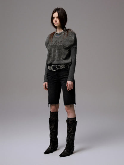 Vintage Printed Mesh Rugby Uniform Sports V-Neck Contrast Badge Tops【s0000014237】