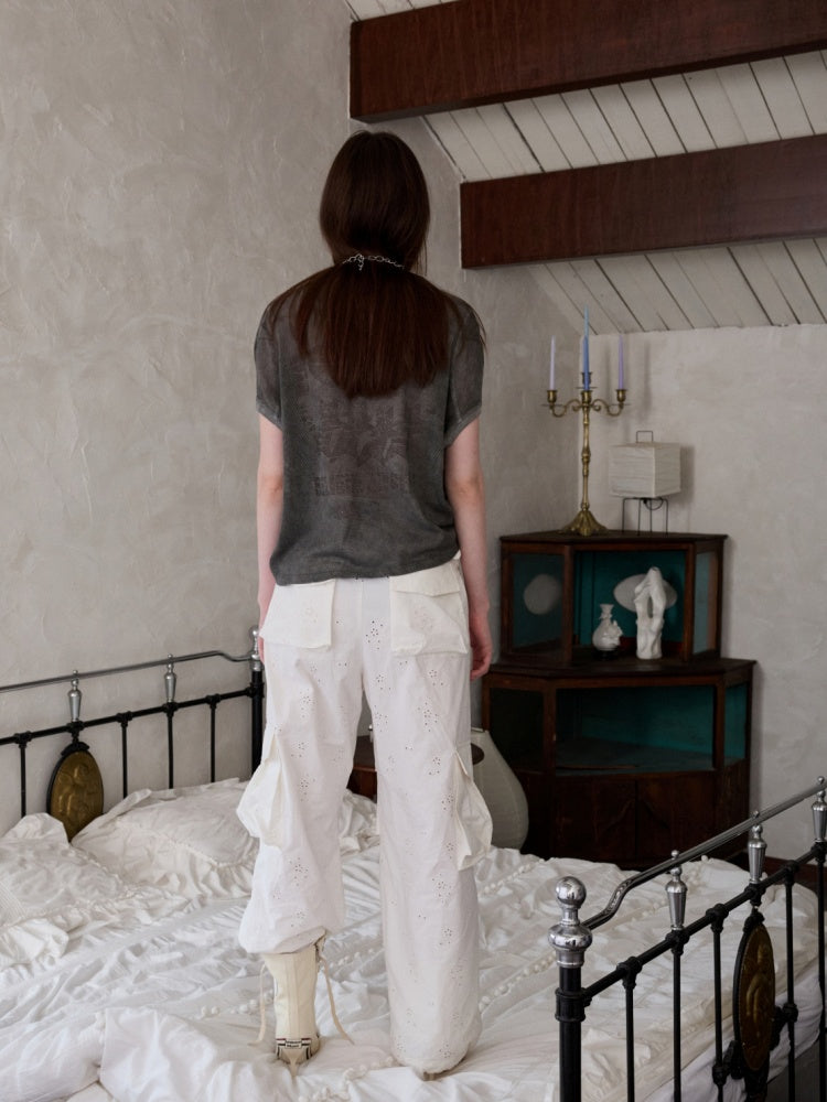 Vintage Printed Mesh Rugby Uniform Sports V-Neck Contrast Badge Tops【s0000014237】