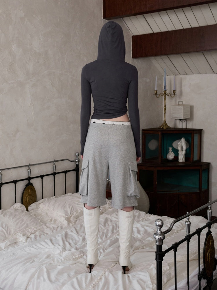 Hooded Chest Zipper Skinny Long Sleeve T-Shirt【s0000014239】