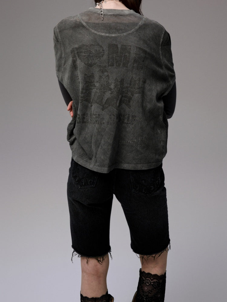 American Washed Raw Edge Mid Multi-Layered Distressed Embroidered Straight-Leg Denim Pants【s0000014240】