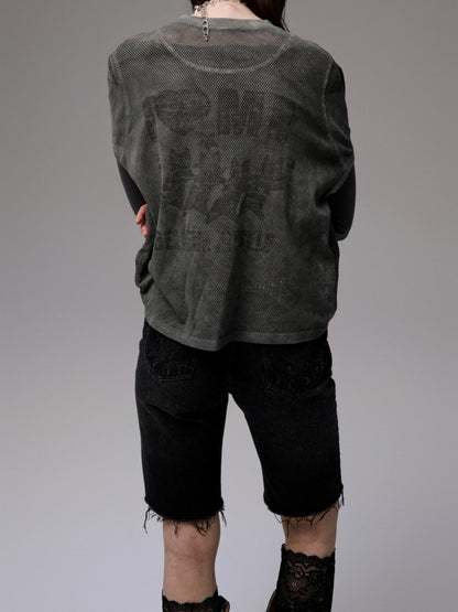 American Washed Raw Edge Mid Multi-Layered Distressed Embroidered Straight-Leg Denim Pants【s0000014240】
