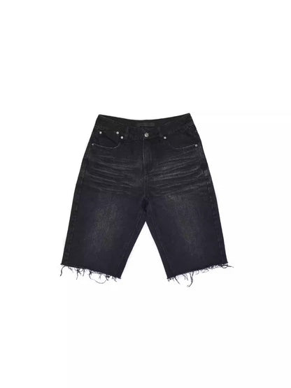 American Washed Raw Edge Mid Multi-Layered Distressed Embroidered Straight-Leg Denim Pants【s0000014240】