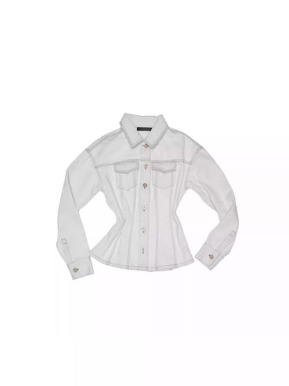 Distressed Design Waist Slimming Heavy Work Wide Shoulder Vintage Denim Jacket 【s0000014243】
