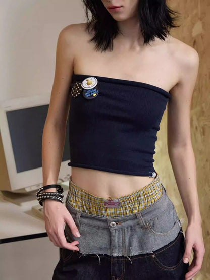 Solid Color Knitted Shoulder Cardigan Rolled Hemmed Bandeau Skirt Two-Piece Set【s0000014246】
