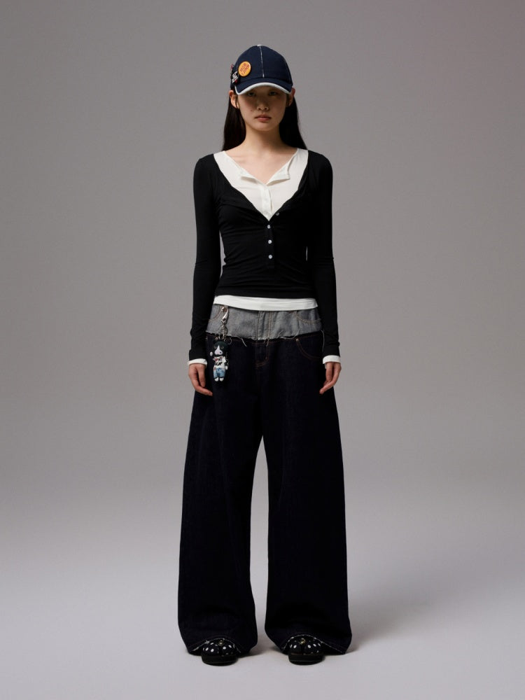 Henry Wears Two Contrasting Slightly Stretched Slimming Base Layers Long-Sleeved T-Shirts【s0000014248】