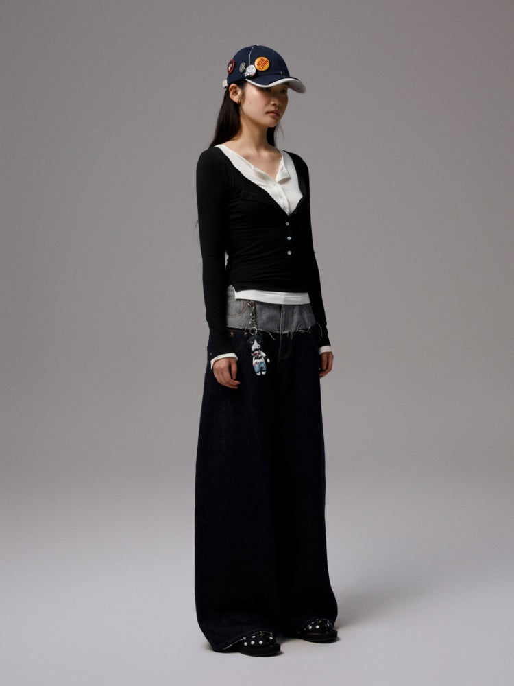 Henry Wears Two Contrasting Slightly Stretched Slimming Base Layers Long-Sleeved T-Shirts【s0000014248】