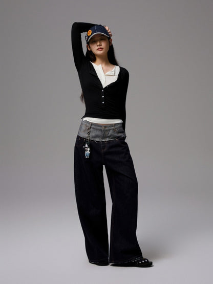 Henry Wears Two Contrasting Slightly Stretched Slimming Base Layers Long-Sleeved T-Shirts【s0000014248】