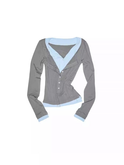 Henry Wears Two Contrasting Slightly Stretched Slimming Base Layers Long-Sleeved T-Shirts【s0000014248】