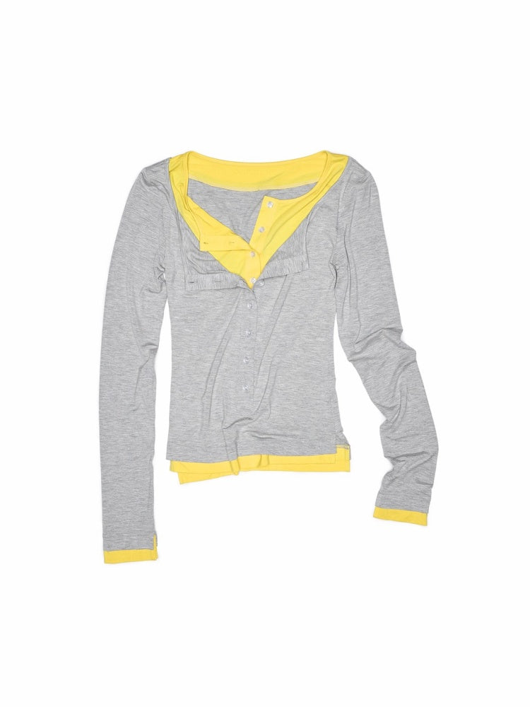 Henry Wears Two Contrasting Slightly Stretched Slimming Base Layers Long-Sleeved T-Shirts【s0000014248】