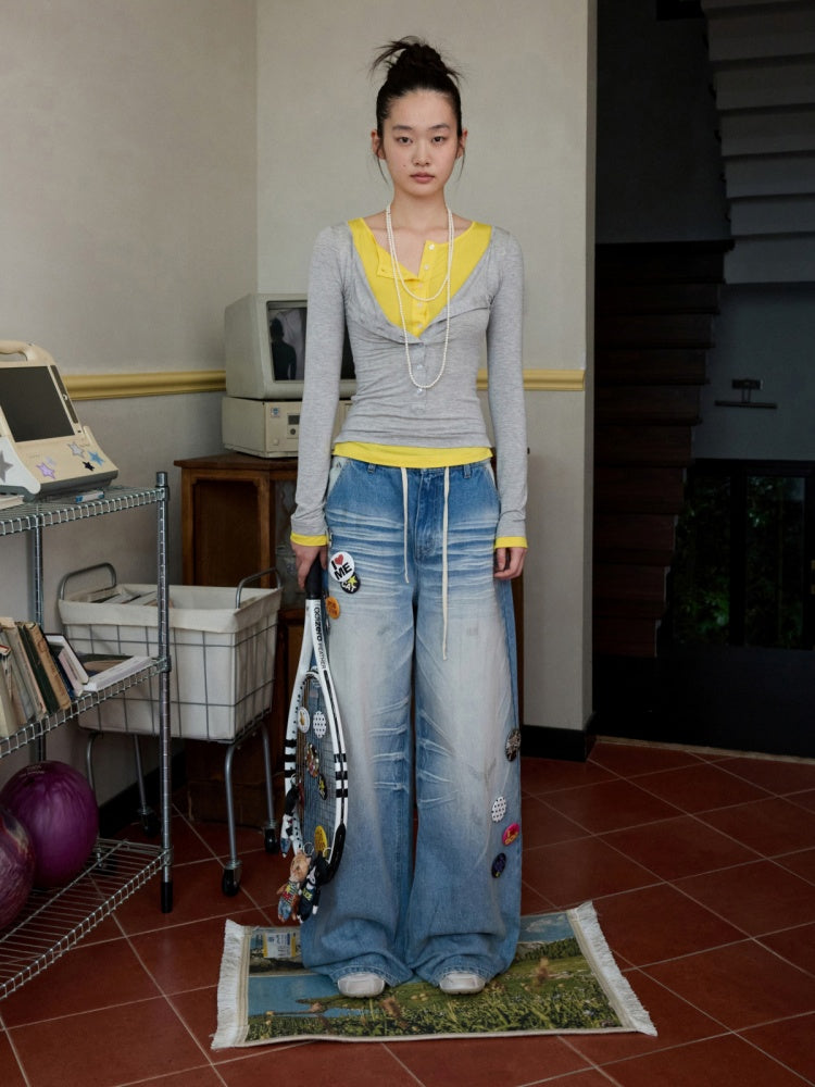 Henry Wears Two Contrasting Slightly Stretched Slimming Base Layers Long-Sleeved T-Shirts【s0000014248】