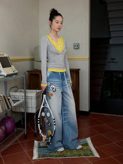 Henry Wears Two Contrasting Slightly Stretched Slimming Base Layers Long-Sleeved T-Shirts【s0000014248】