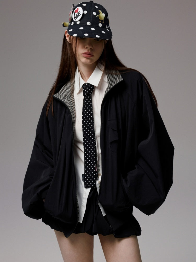 Vintage Patchwork Plaid Jacket Double Waist Bud Workwear Skirt Set【s0000014249】