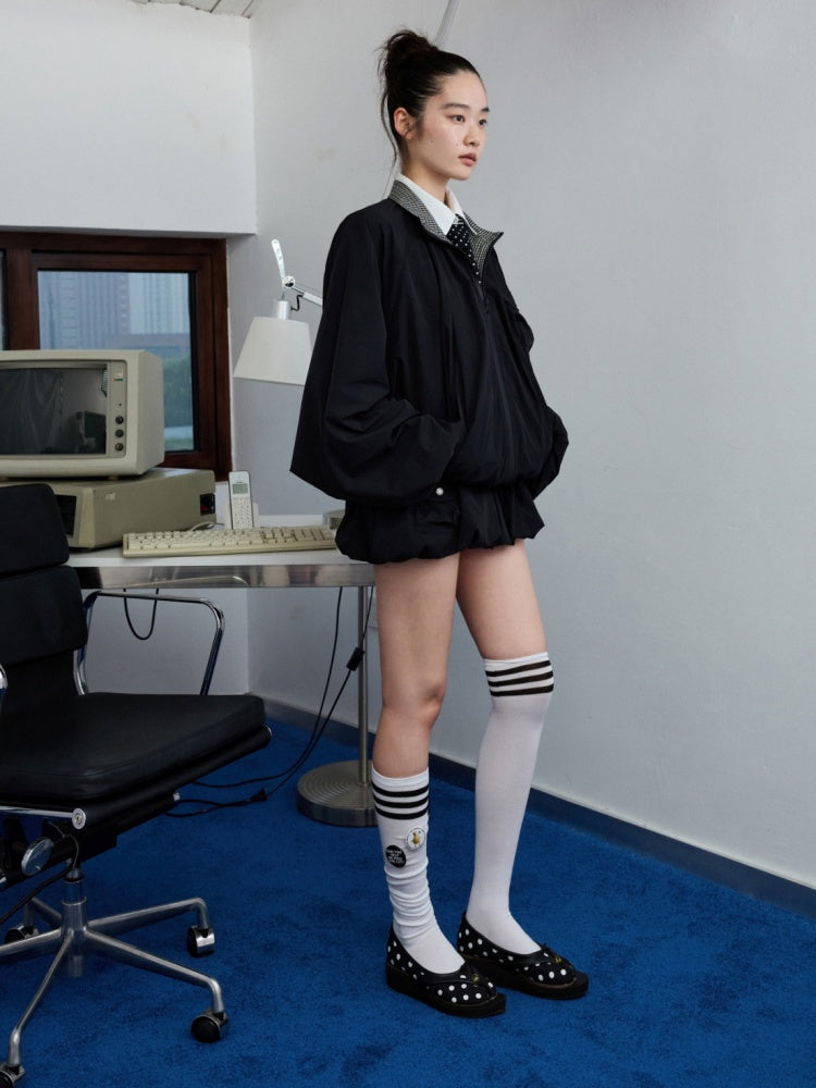 Vintage Patchwork Plaid Jacket Double Waist Bud Workwear Skirt Set【s0000014249】
