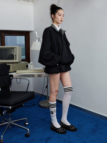 Vintage Patchwork Plaid Jacket Double Waist Bud Workwear Skirt Set【s0000014249】
