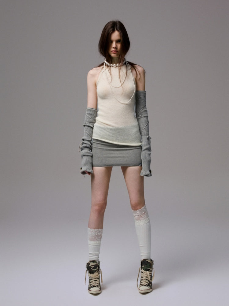 Solid Color Mohair Turtle Neck Sleeveless Knitted Vest【s0000014251】