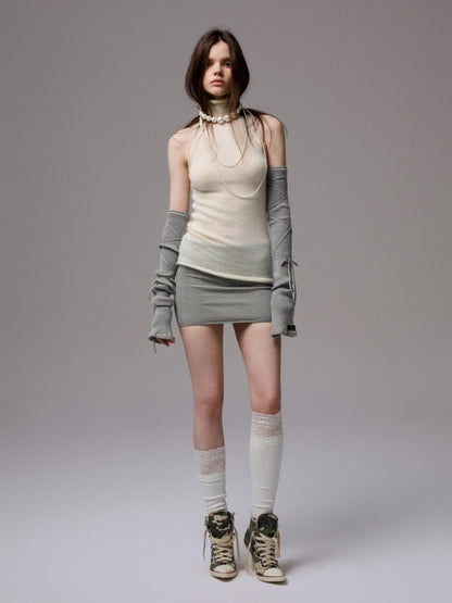 Solid Color Mohair Turtle Neck Sleeveless Knitted Vest【s0000014251】
