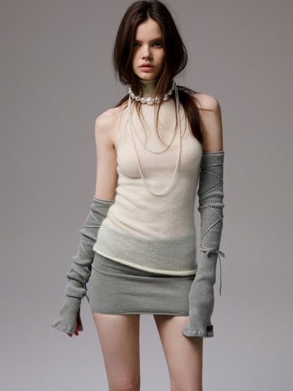 Solid Color Mohair Turtle Neck Sleeveless Knitted Vest【s0000014251】