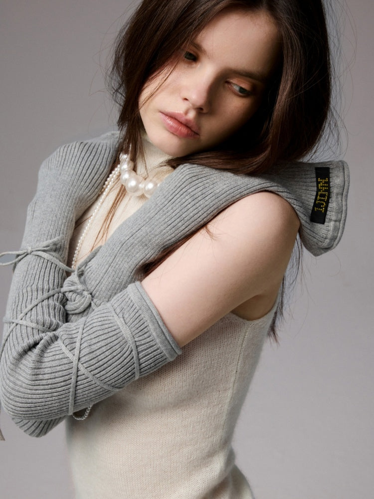 Solid Color Mohair Turtle Neck Sleeveless Knitted Vest【s0000014251】
