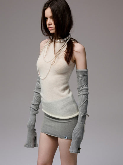 Solid Color Mohair Turtle Neck Sleeveless Knitted Vest【s0000014251】