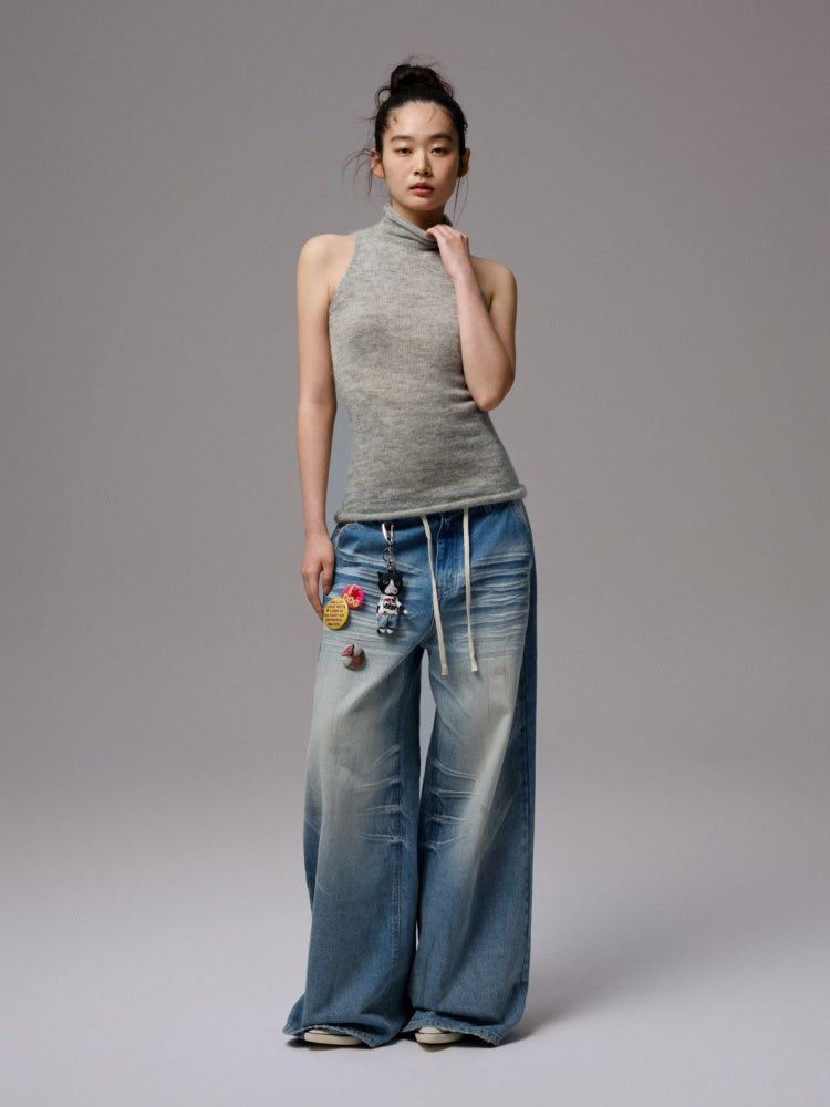 Solid Color Mohair Turtle Neck Sleeveless Knitted Vest【s0000014251】