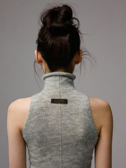 Solid Color Mohair Turtle Neck Sleeveless Knitted Vest【s0000014251】