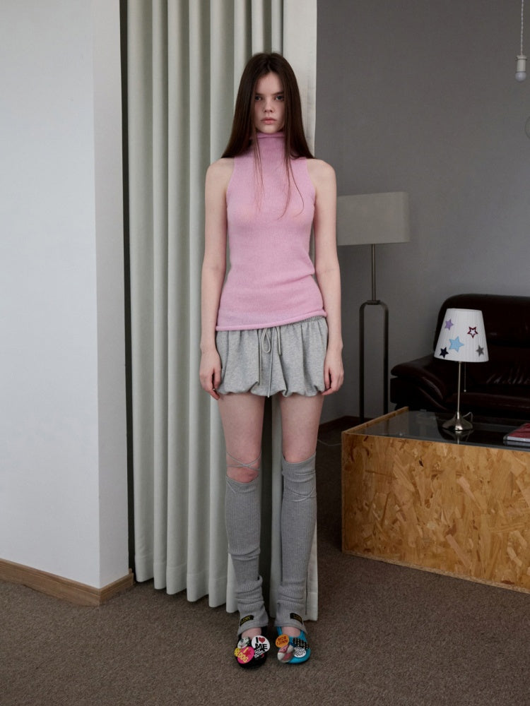 Solid Color Mohair Turtle Neck Sleeveless Knitted Vest【s0000014251】